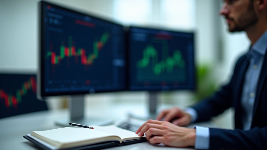 Financial market data displayed on multiple monitors in a professional trading environment