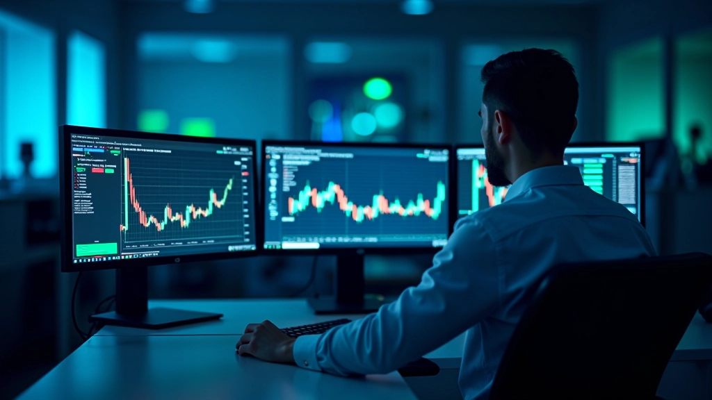 FTSE trading floor with multiple screens showing UK market indices and real-time price data